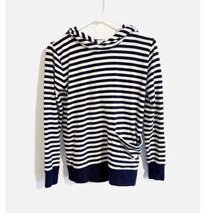 J.Crew Navy & White Striped Pullover Hoodie Sweater